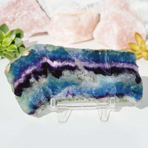 Purple, Green and Blue Rainbow Fluorite Slice