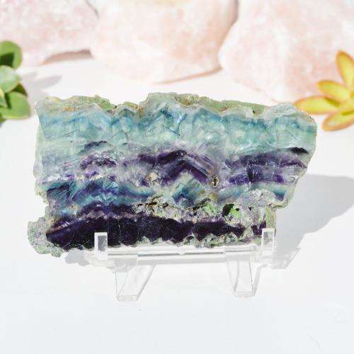 Purple and Green Rainbow Fluorite Slice