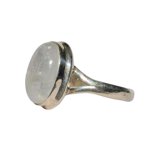 Medium Oval Rainbow Moonstone Sterling Silver Ring