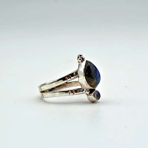 Twin Gemstone Sterling Silver Ring
