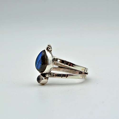 Twin Gemstone Sterling Silver Ring