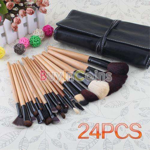 2012 New Brand Brown Makeup Deluxe Brushes Set 24Pcs Kit With Pouch Bag Case Set