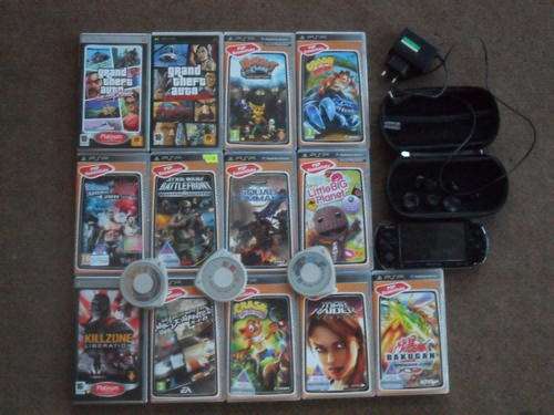 SONY PSP 3000 + 16 GAMES,  4 GB MEMORY CARD, HARD BOX WITH EXTRAS