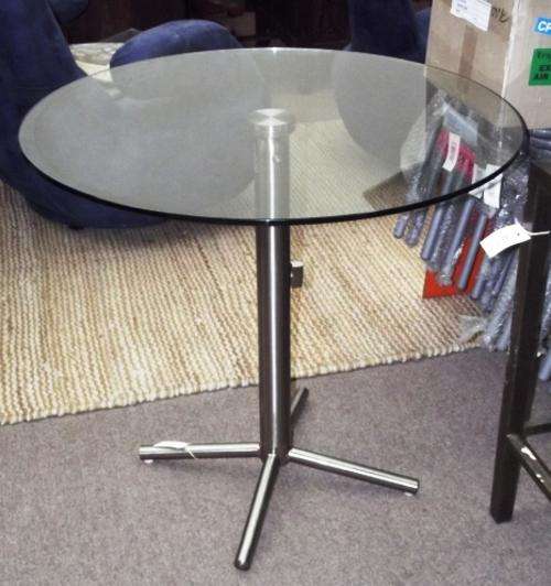 SOLID STAINLESS AND GLASS TABLE