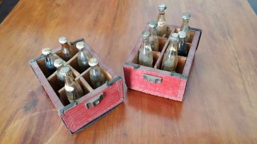 miniature Coca Cola, Pepsi Cola & Canada Dry bottles