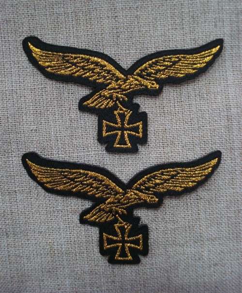 Set of 2 (two) German Luftwaffe Eagle with Iron Cross Woven Patches Sew On