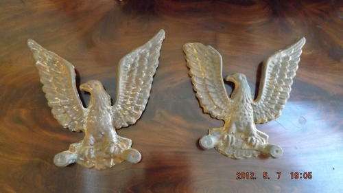 Magnificent Pair Of Cast Iron Eagles.