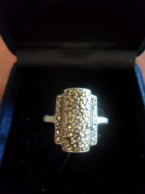 Sterling Silver Ring Encrusted With Marcasite.