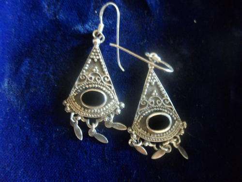 Sterling Silver Earrings With Onyx