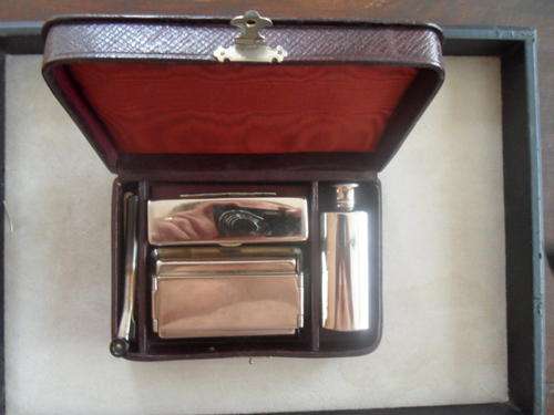 Wonderful Antique Hair Curling Set In Leather Box