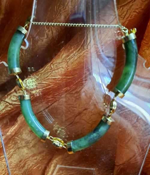 Natural Jade Bracelet With Gilt Detail