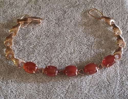 Vintage 100% Natural Carnelian Brooch and Bracelet