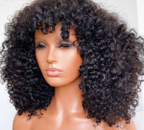 Peruvian Hair Wig fringe deep Curl 16 inch. 12A