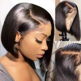 Lace Frontal 13x4 8inch Peruvian Hair Wig Bob tpart . 12A