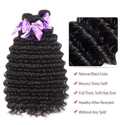 Peruvian Hair 3 Bundles and 4x4 3 way lace closure 20inch , Deep curly. 12A