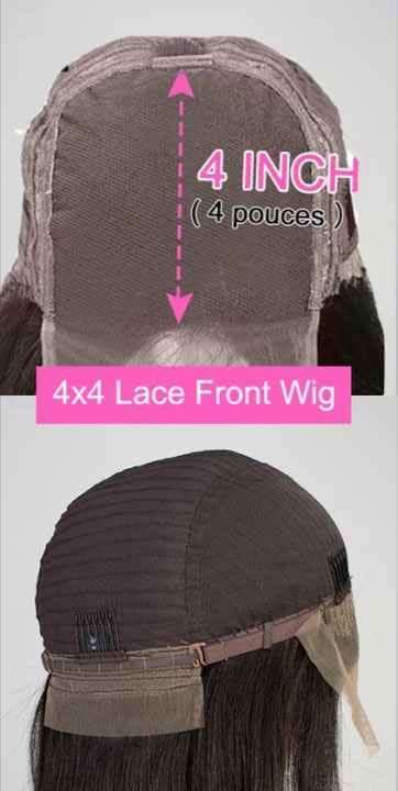 Brazilian Hair Wig Straight 22 inch with 4x4 3 Way Closure 12A