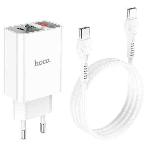 Fast Charger Dual Port (Type C + USB) with Type C to Type C 1m cable - C100A