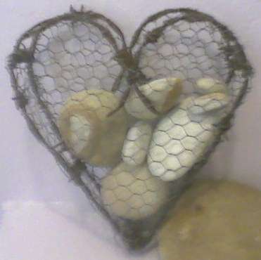 Rustic wire Heart filled with river stones