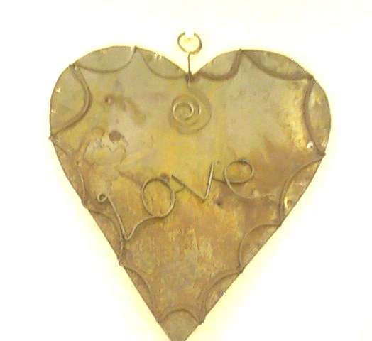Real art!  Handcrafted tin heart with wire word detail- STUNNING!
