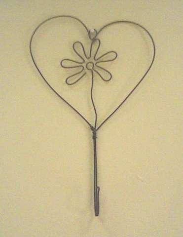 Lovely handcrafted wire heart  hook with dainty flower - absolutely stunning new design!