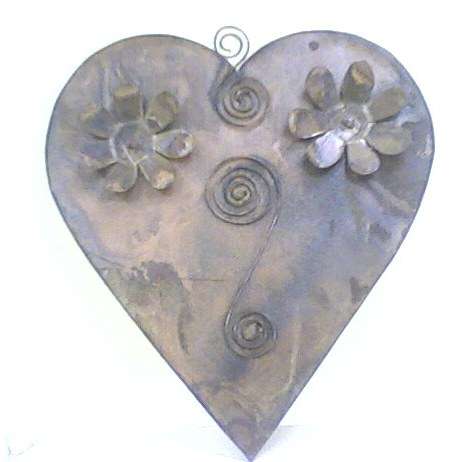 Real art!  Handcrafted tin heart with wire and tin detail- STUNNING!