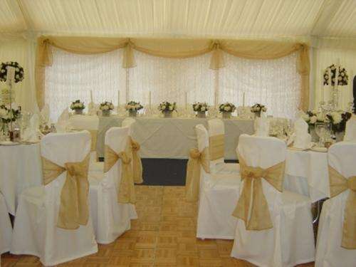 Organza Chair tiebacks, overlays and runners - custom made.