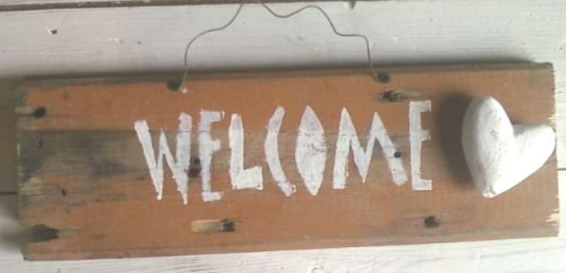 Beautiful old wood and wire french style sign!