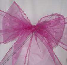Organza Chair tiebacks - cerise pink.