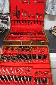 148 PIECE VINTAGE NICKEL BRONZE CUTLERY SET