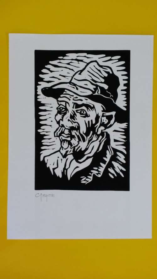Gregoire Boonzaier Litho Print - OLD MAN - Signed in pencil