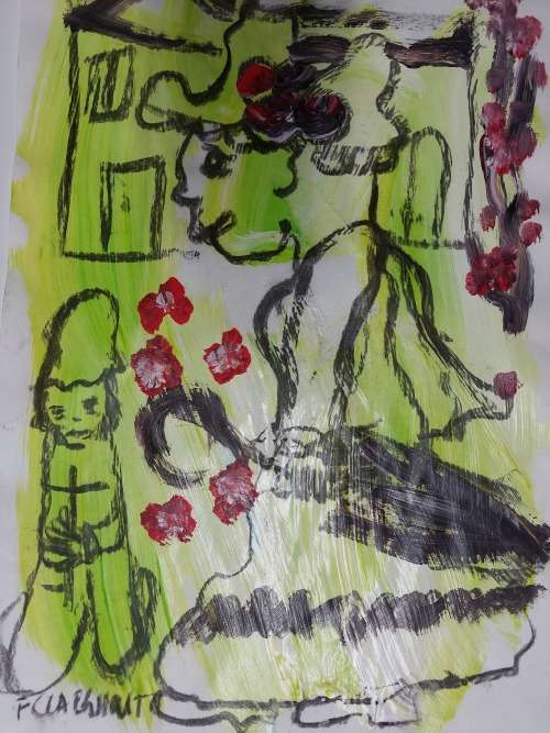 Frans Claerhout - Donkey - Mixed media on paper 42cm x 30cm with COA