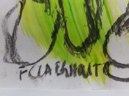 Frans Claerhout - Donkey - Mixed media on paper 42cm x 30cm with COA