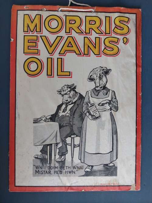 Rare Original Morris Evans Oil Cardboard Sign from the 40`s!!!
