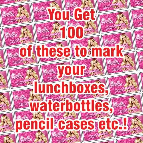 100 Custom Barbie Labels For School! Valued at R350!!!