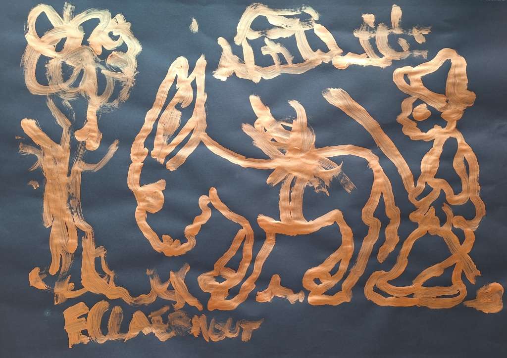 Large Frans Claerhout - Donkey - Bronze acrylic on paper (Signed and dated on back)