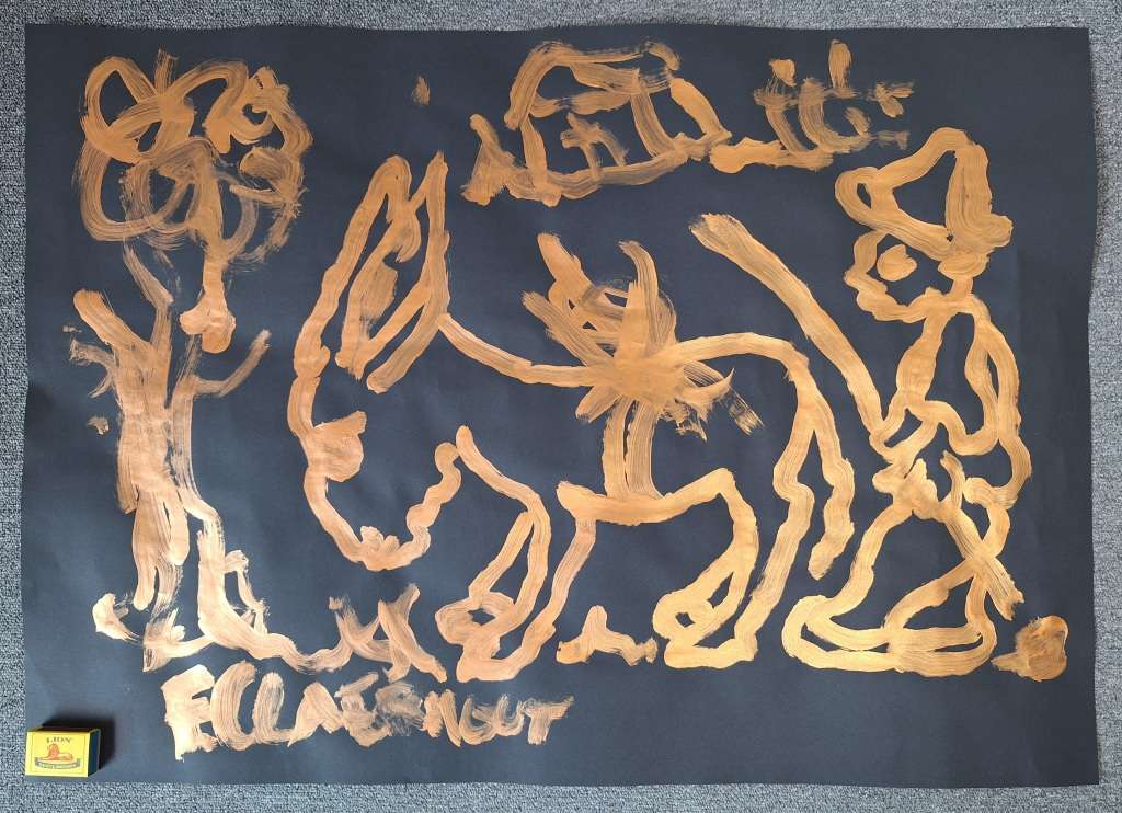 Large Frans Claerhout - Donkey - Bronze acrylic on paper (Signed and dated on back)