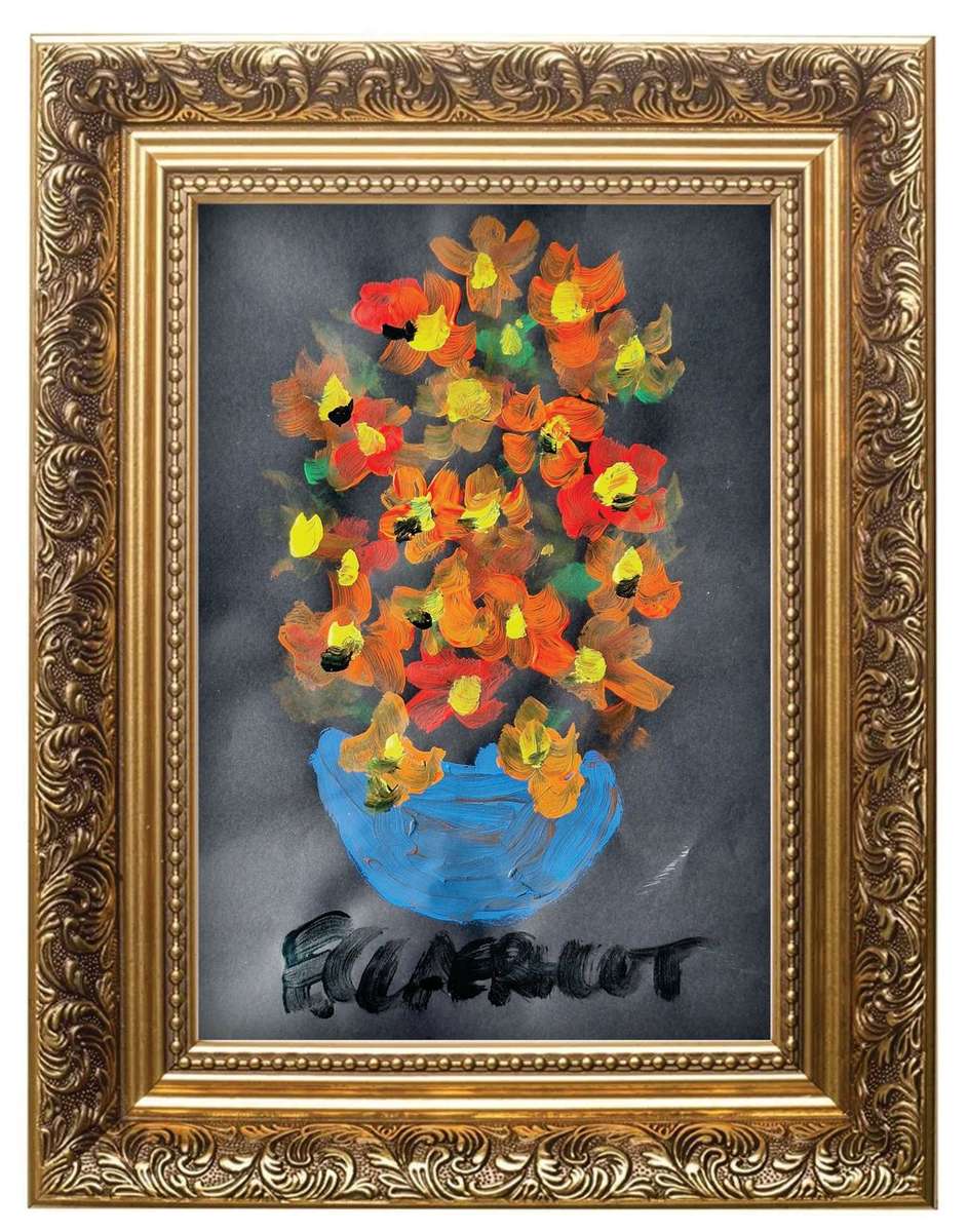 Frans Claerhout - Flowers - Signed on back in pencil - 64cm x 45cm Acrylic on paper.