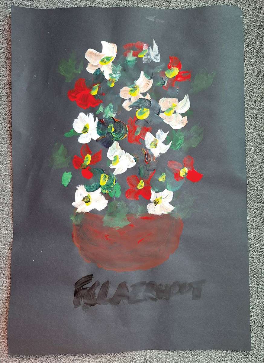 Frans Claerhout - Flowers - Signed on back in pencil - 64cm x 45cm Acrylic on paper.