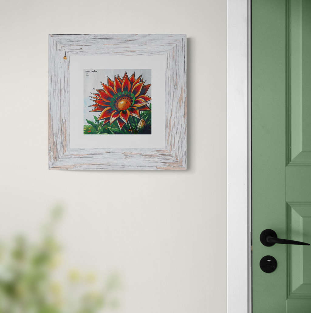 Anna Ibrahim - Gazania Kiss Golden Flame / 25cm x 25cm Mixed media, signed and datedmarked 2/2