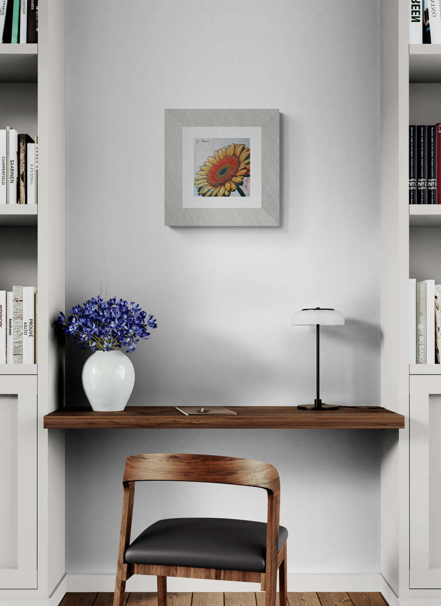 Anna Ibrahim - Gerbera Daisies / 25cm x 25cm Mixed media, signed and dated marked 3/3