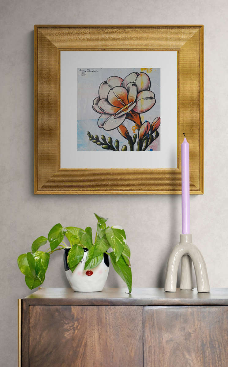 Anna Ibrahim - Joan Evans / 25cm x 25cm Mixed media, signed and dated marked 1/3