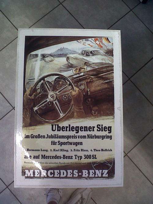 Vintage style mercedes poster mounted