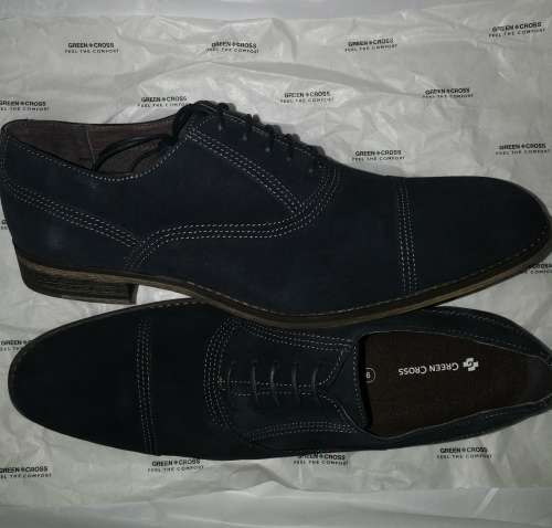 ***Green Cross*** Genuine Leather***Men's Blue Suede Shoe UK 10