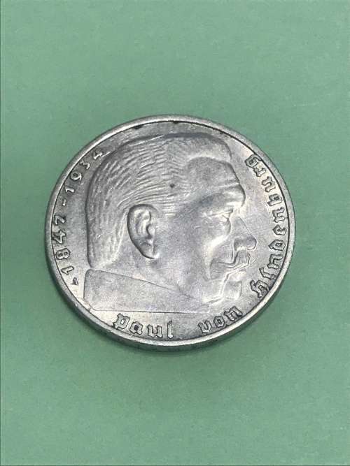 2 Reichs mark 1937A Paul von beneckendorff