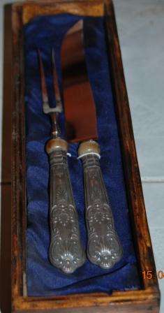 VINERS LTD - THE LATE KING SEDROY - STAINLESS STEEL CARVING SET.-1935
