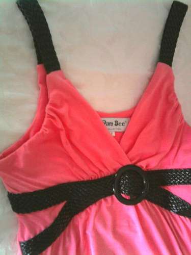 Cerise pink stretch knit knee length dress