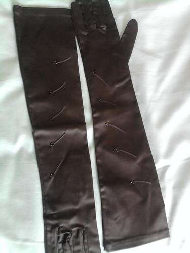 exquisitely beaded black vintage gloves - elbow length