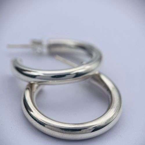Sterling Silver Thick Huggie Earrings