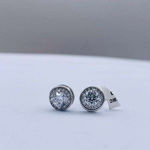 NWJ Halo Sterling Silver Cubic Earrings
