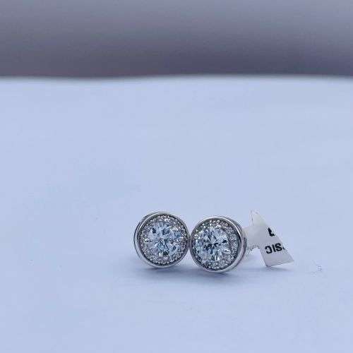 NWJ Halo Sterling Silver Cubic Earrings